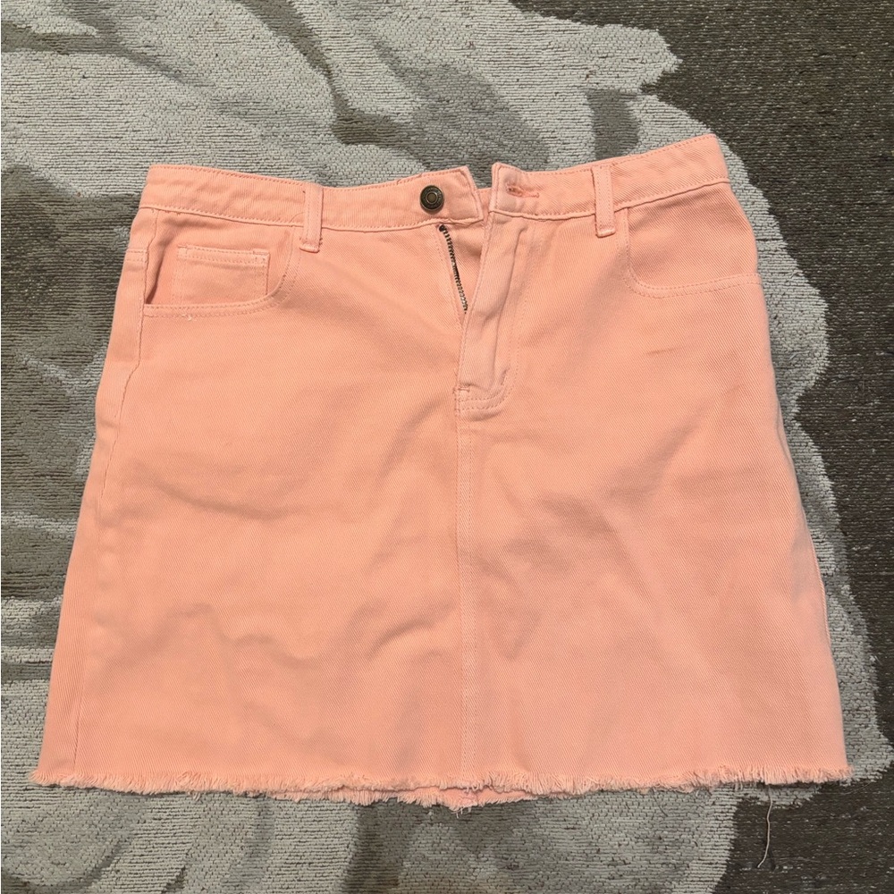 Salmon Pink Denim Skirt
